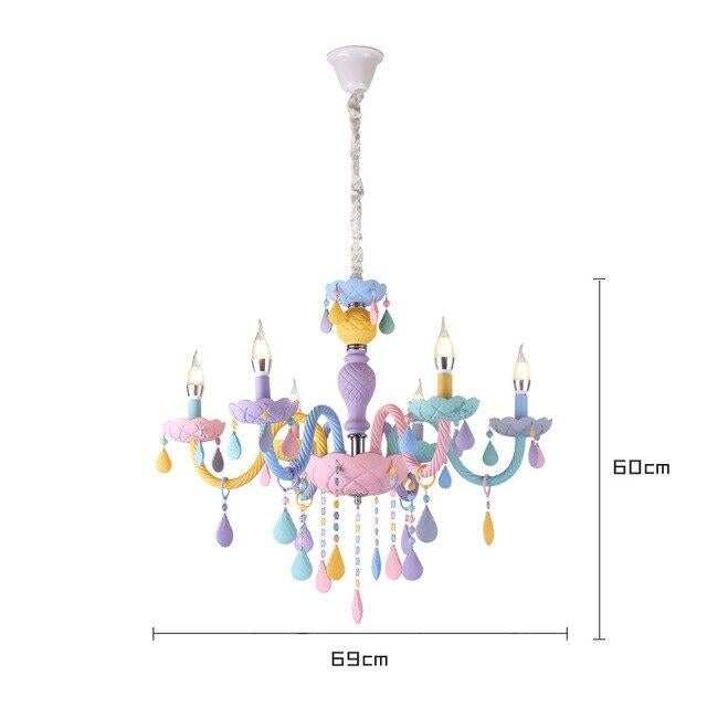 Makaron Color Crystal Pendant Lamp Children Bedroom Lamp Creative Fantasy Luminaire Stained Glass Lustre Candle Hanging Lamp