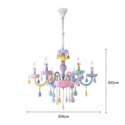 Makaron Color Crystal Pendant Lamp Children Bedroom Lamp Creative Fantasy Luminaire Stained Glass Lustre Candle Hanging Lamp