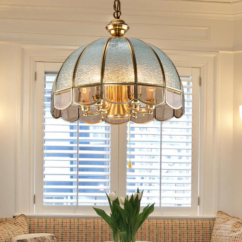European-style All-copper Chandelier Living Room Dining Room Lamp American Study Retro Mediterranean Bar Xuanguan Aisle Corridor Copper Lamp