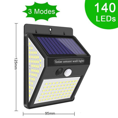 3 Mode 140 LED Garden Solar Security Lights Outdoor Motion Sensor Solar Powered Energy Lamp for Wall Fence Decoration Waterproof