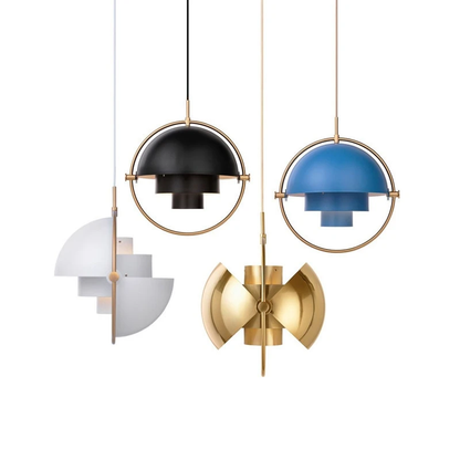 Modern Design Simple Semicircle Copper Color Rotatable Pendant Lights Cafe Restaurant Study Living Room Decoration Pendant Lamps