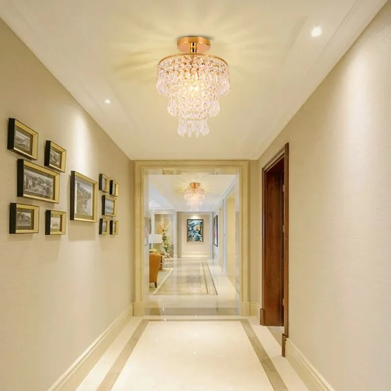 Luxury E27 3 Layers Sharp Beads Crystal Ceiling Lights Home Appliance Fixtures Decoration Lamp Living Room Decor