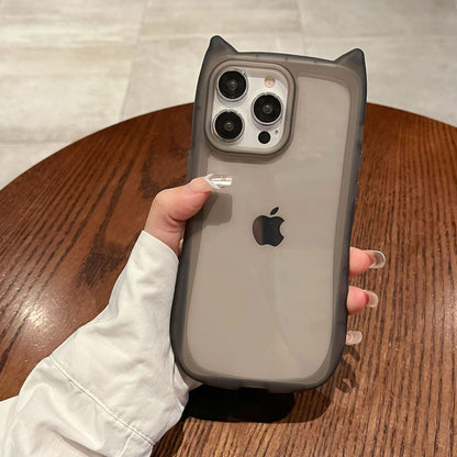 Cute Cartoon 3D Cat Ear Phone Case For iPhone 16 Plus 15 14 13 12 11 Pro Max Animal Design Matte Soft Silicone Protection Cover