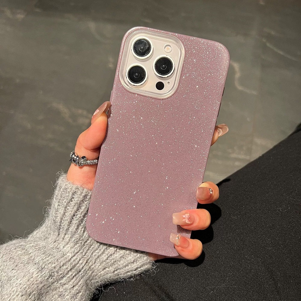 Solid Color Glitter Bling Phone Case For iPhone 17 16E 16 15 14 Plus 13 12 11 Pro Max XR XS MAX Shockproof Protection Back Cover