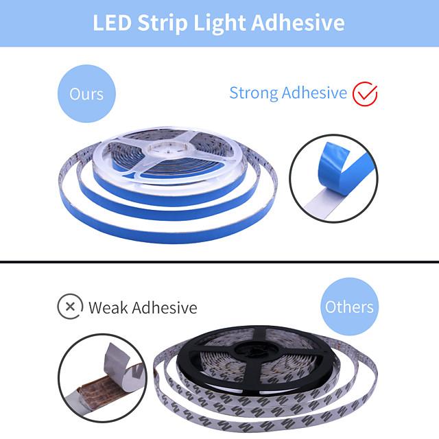 5M 10M 15M 20M RGB LED Strip Lights Music Sync 12V Waterproof LED Strip 30LED/M 5050 SMD Color Changing LED Light with Bluetooth Controller and Adapter for Bedroom Home TV Back Light DIY Deco