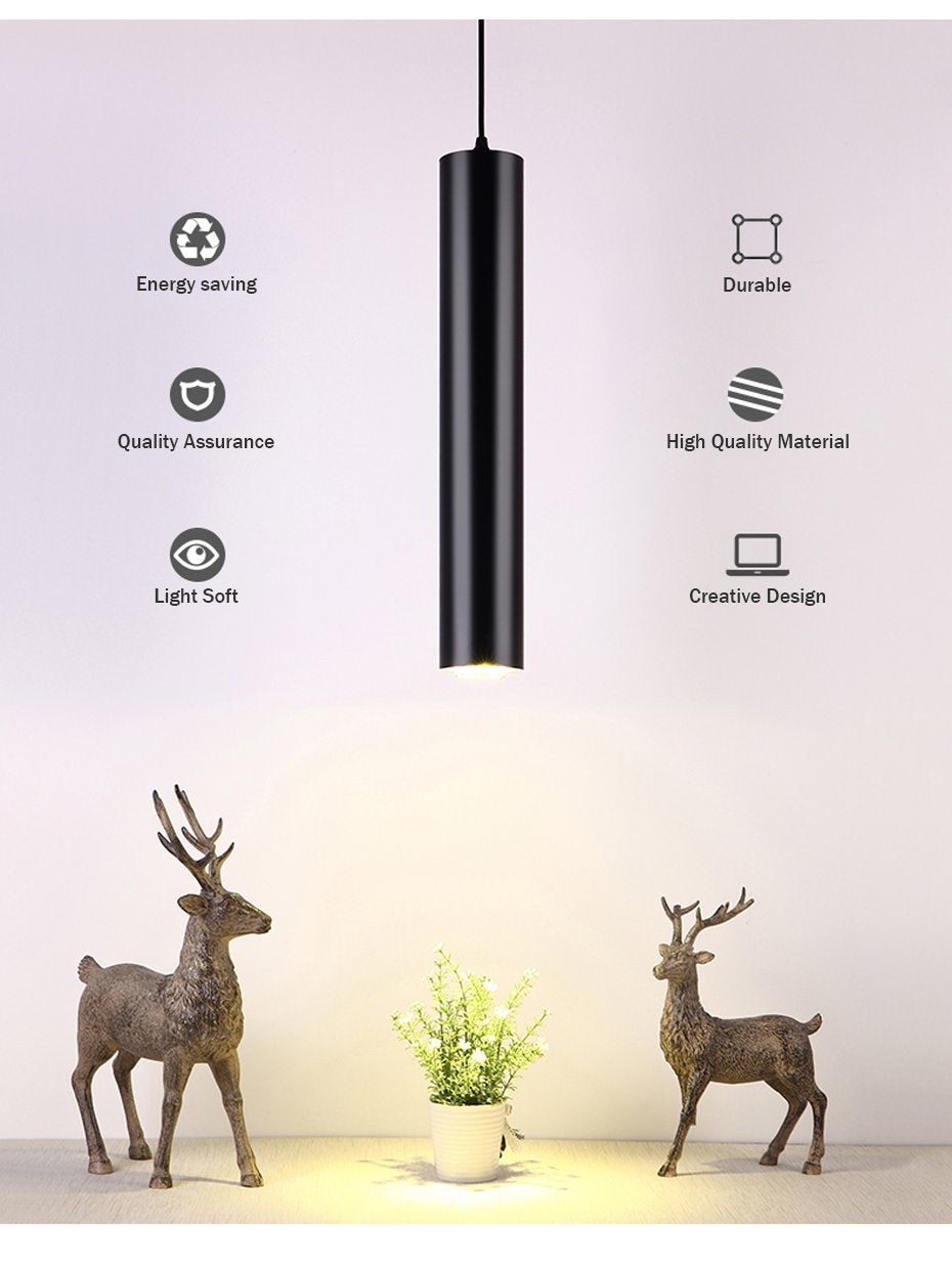 Dimmable led Pendant Lamp Long Tube lamp Kitchen Island Dining Room Shop Bar Decoration Cylinder Pipe Pendant Light Kitchen Lamp