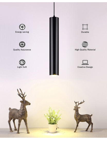 Dimmable led Pendant Lamp Long Tube lamp Kitchen Island Dining Room Shop Bar Decoration Cylinder Pipe Pendant Light Kitchen Lamp
