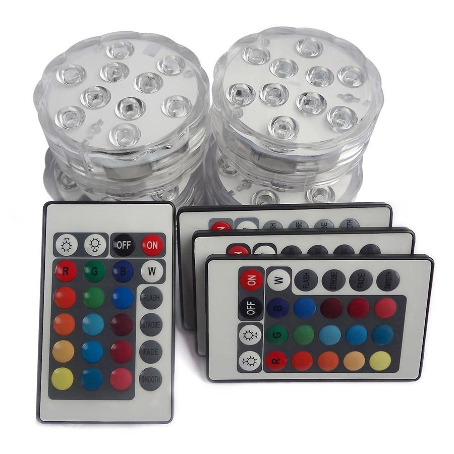 Battery Operated 10leds RGB Led Submersible Light Underwater Night Lamp Garden Swimming Pool Light for Wedding Party Vase Bowl