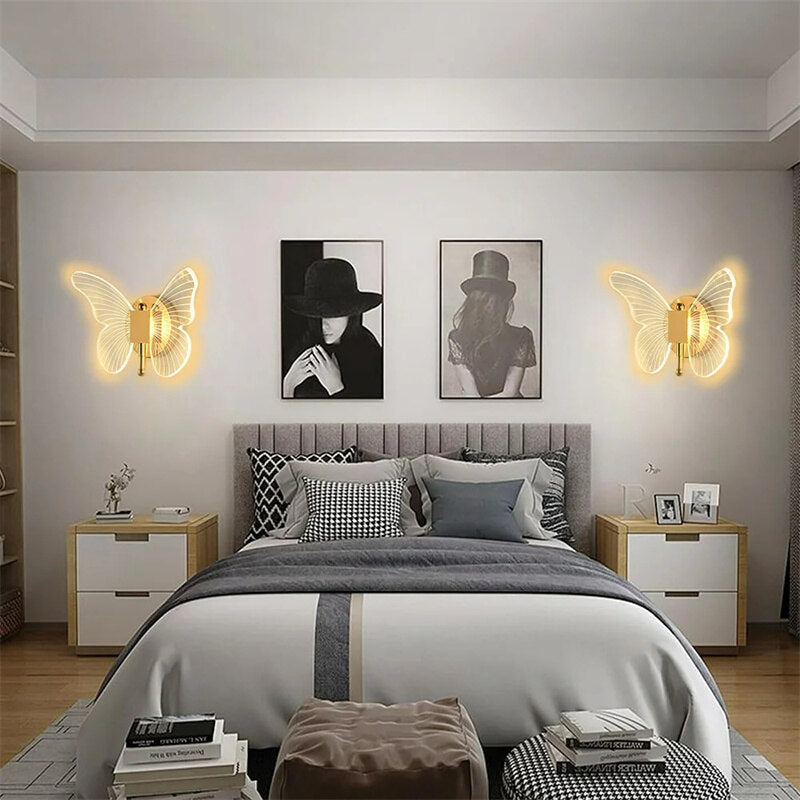 LED Butterfly Wall Lamp Indoor Lighting Bedroom Bedside Living Room Staircase Decoration Butterfly Wall Lamp Ceiling Light