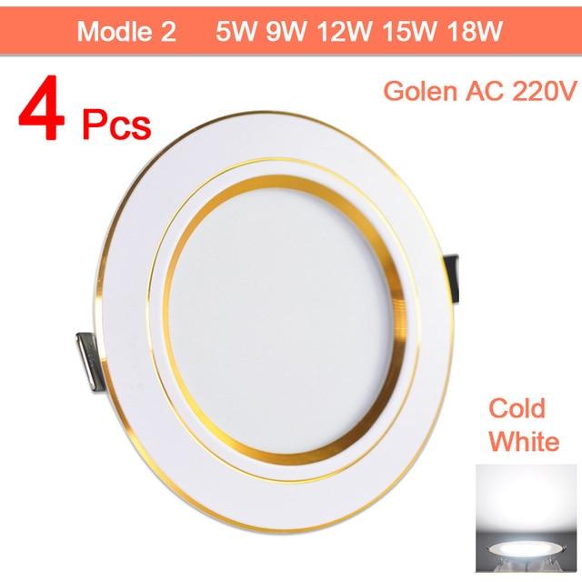 4pcs LED Spotlight 3W 5W 9W 12W 15W 18W LED Lamp AC Silver White Ultra Thin Indoor Round Recessed LED Spot Lighting