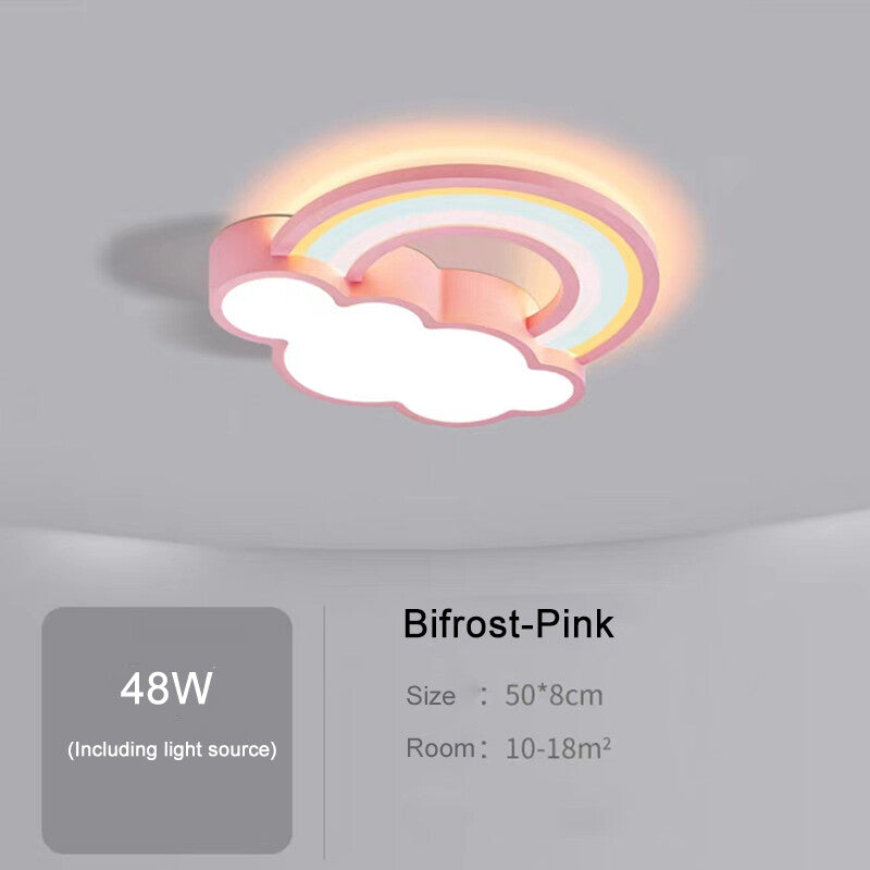 Children's Room Ceiling Lamp Cartoon Rainbow Clouds Simple And Warm Boys And Girls Bedroom Princess Room Light Fixtures