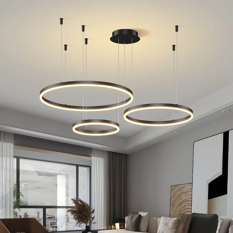 Nordic LED Pendant Lights Art Free combination Rings Cord Pendant Lamp For Living Room Kitchen Cafe Bedroom Hanging Lights