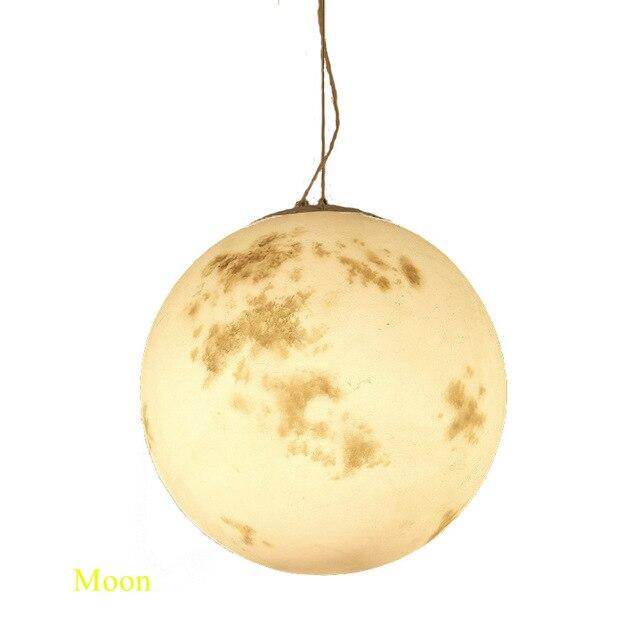 Modern Designer Creative Universe Resin Pendant Light Theme Park Child Room Living Room Hall Starry Moon Ball Pendant Lamp