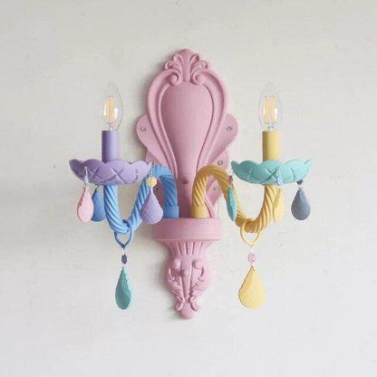 Makaron Color Crystal Pendant Lamp Children Bedroom Lamp Creative Fantasy Luminaire Stained Glass Lustre Candle Hanging Lamp