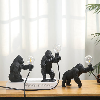 King Kong Gorilla Animal Table Lamp Indoor Resin Decoration Small Night Lamp Creative Crafts Gorilla Table Decor Lamp