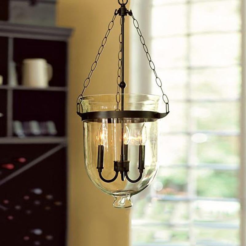 Round American Country Glass Chandelier Candle Lamp Bucket Chandelier