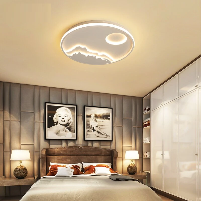 Ceiling Light Led Sun On Mountain Living Room Dining Room Bedroom Study Room Kitchen Ceiling Lamp Round Nordic Children