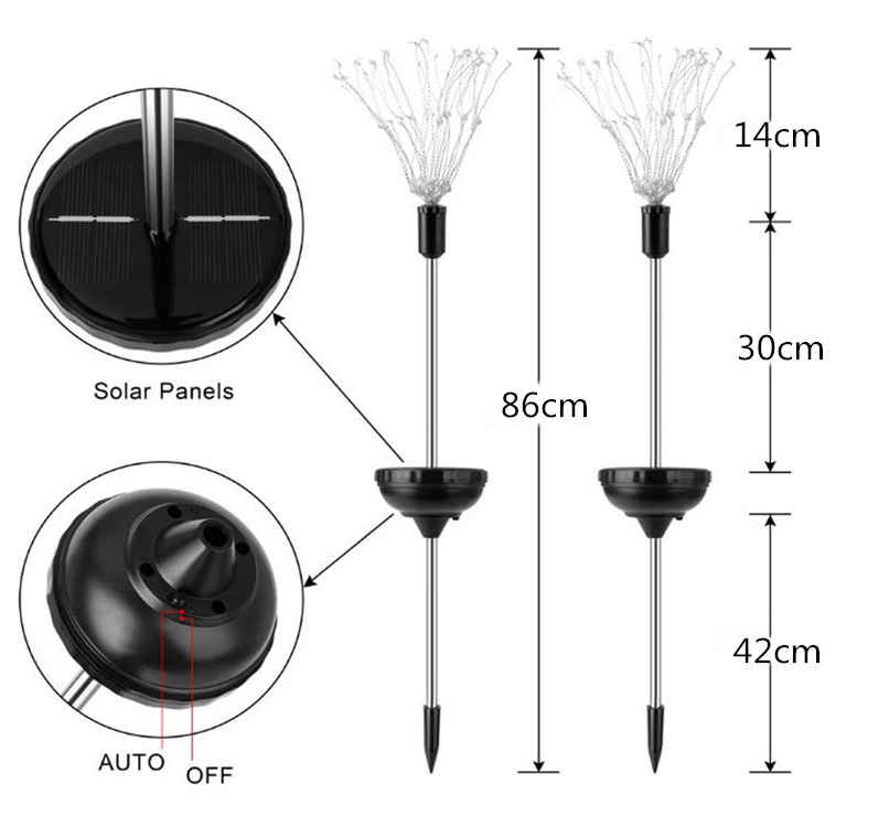90/150 LED solar light outdoor waterproof eight function flash string lights lawn fireworks lamp garden Christmas holiday decor
