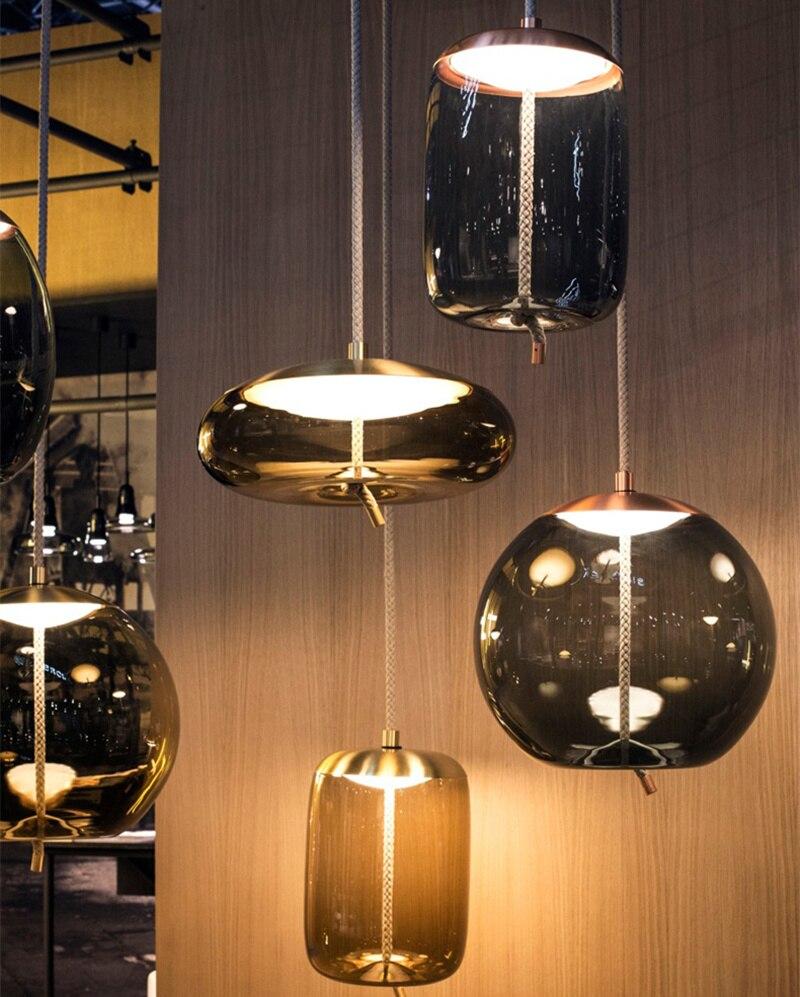 Modern Glass Scandinavian Pendant Lights Nordic Hanglamp Hemp Rope Industrial lamp For LOFT Deco Maison