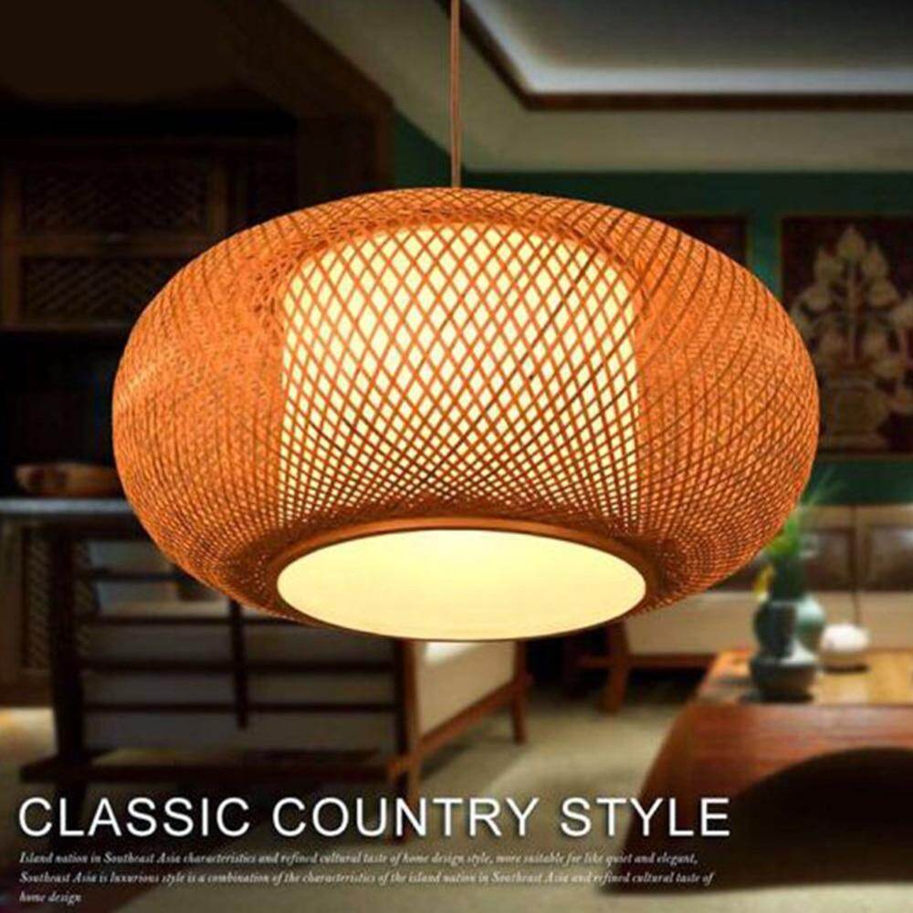 Modern LED Wood Pendant Lamp Hand Knitted Bamboo Kitchen Fixtures Light Suspension Home Indoor Dining Room Hanging Lamp Handmade