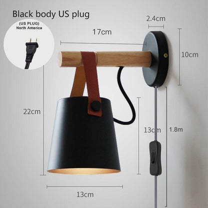 Nordic Wood Wall Lights Bedroom Beside LED Lights Black & White Modern E27 Wall Lamps LED Restaurant Bar Lighting E27 ZBD0016