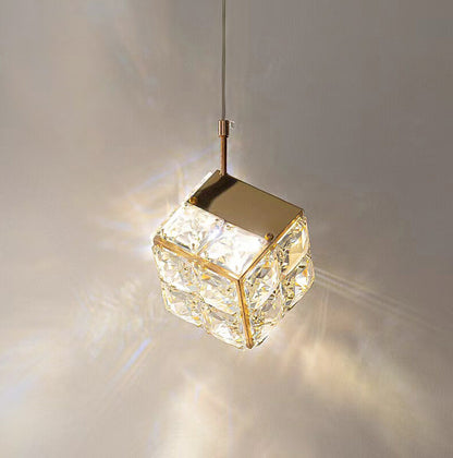 Light Luxury French Modern Crystal Bedroom Headboard Long Chandelier Dandelion Dining Room Bedroom Atmosphere Water Cube Lamp