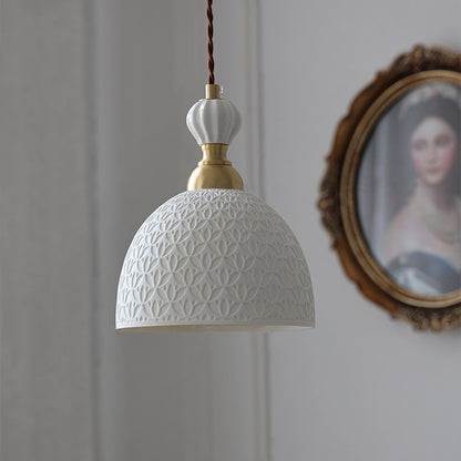 Modern Simple Cream Style Retro Brass Bedroom Bedside Lamp Dining Room Transparent Ceramic Chandelier