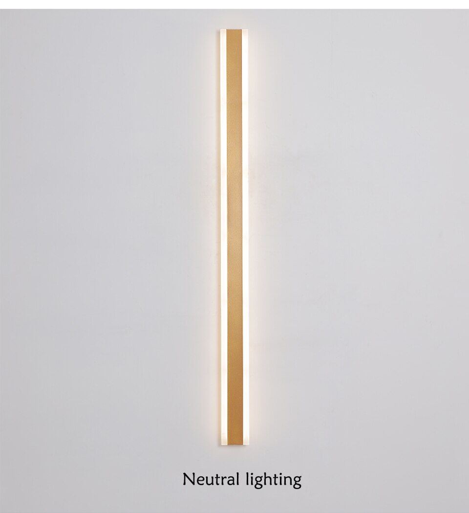 Modern IP65  Waterproof Outdoor Lights Stainless Steel Long LED Wall Lamp Gold Light Garden Porch Sconce Luminaire Exterieur