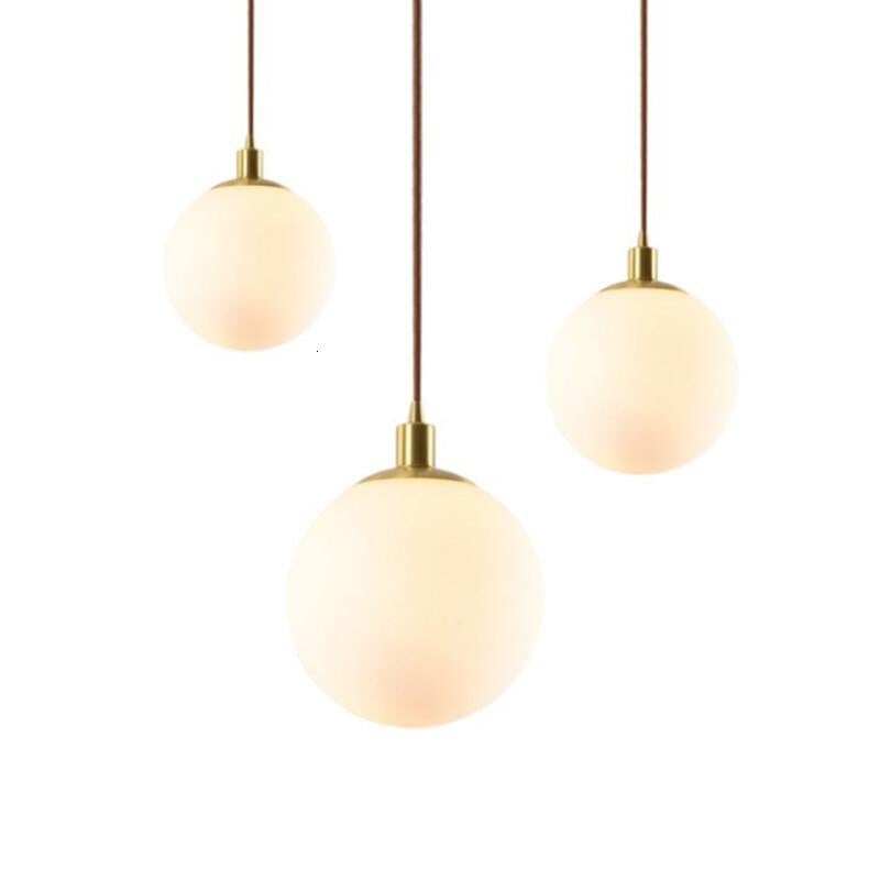 Nordic Loft Brass Single-head Glass Ball Pendant Lamps E27 LED Hanging Light For Kitchen Living Room Bedside Bathroom Hotel Room