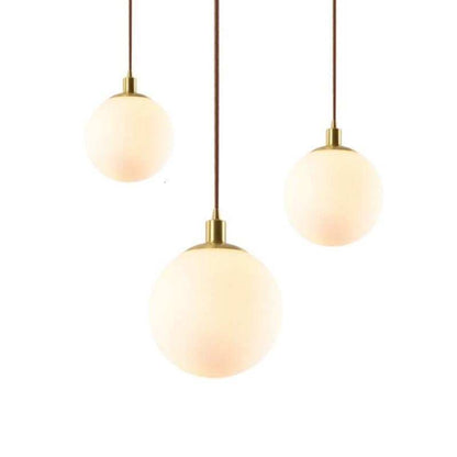 Nordic Loft Brass Single-head Glass Ball Pendant Lamps E27 LED Hanging Light For Kitchen Living Room Bedside Bathroom Hotel Room