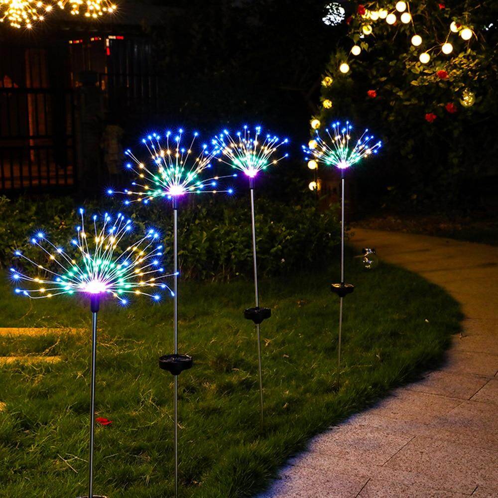 1pcs Outdoor LED Solar Fireworks Lights 90/150 LEDs Waterproof Flash String Light For Garden Patio Christmas Holiday Decoration