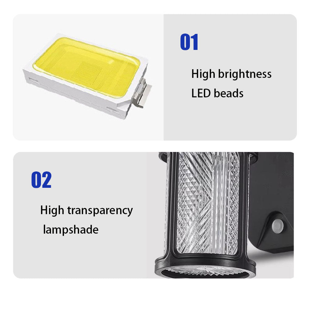 Solar Wall Lights Outdoor Waterproof IP54 3 Color LED Lantern Safety Light for Patio Garden Deck Porch Barn Garage
