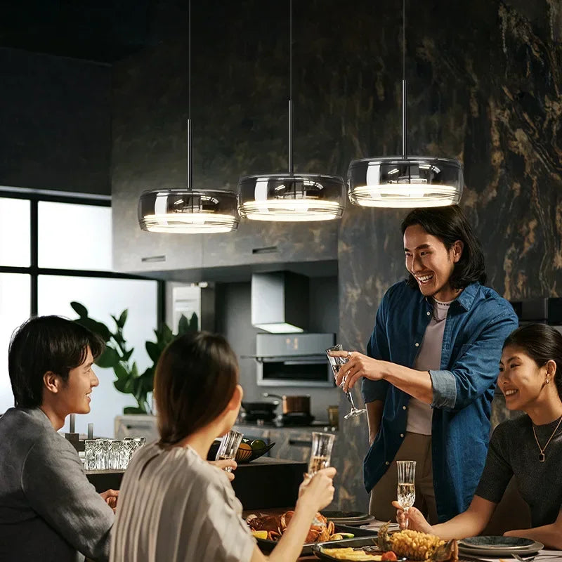3-color Modern Minimalist Dining Table Light Glass Restaurant Pendant Light Restaurant  Indoor Lighting