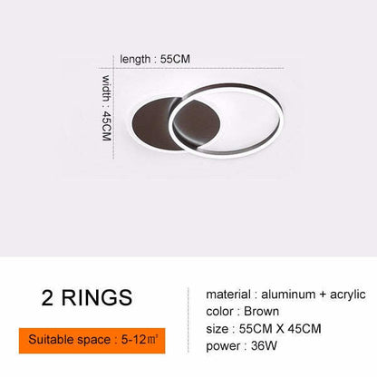 Modern Ceiling Lights For Living Room Circle Gold Brown LED Plafon Decor Bedroom Lamps Fixture With Remote Control Lustre