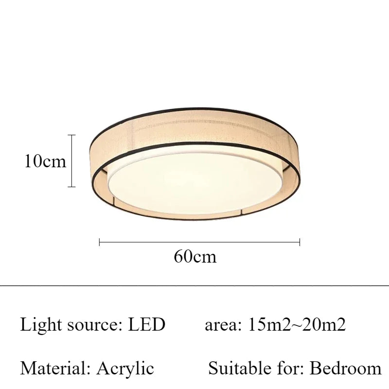 LED Bedroom Ceiling Light Study Living Room LED Lamps Itchen Dining Table Lighting Circular Shape Fabric Lampshade