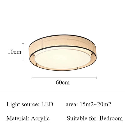 LED Bedroom Ceiling Light Study Living Room LED Lamps Itchen Dining Table Lighting Circular Shape Fabric Lampshade