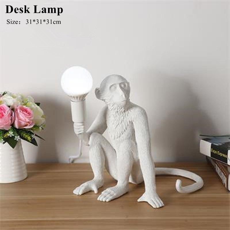 Modern Lovely Gold White Monkey Hemp Rope Pendant Lamp For Children Home Bar Cafe Decoration