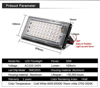 LED Flood Light 50W AC  Outdoor Lighting Waterproof IP65 Floodlight LED Spotlight Big Power Fixture Reflector