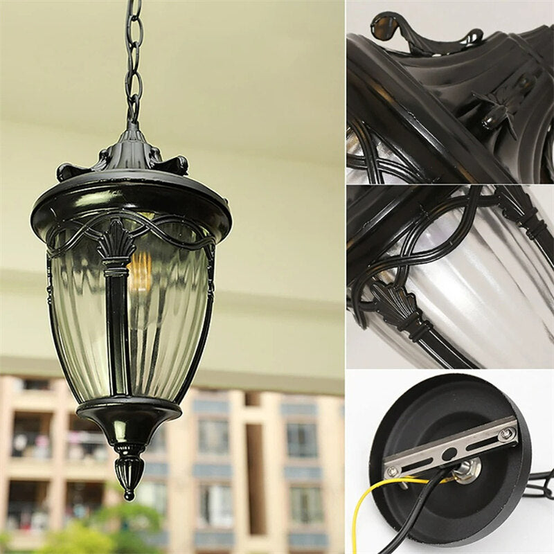 Outdoor waterproof chandeliers European wall lights retro garden lights villa personality creative gazebo corridor hanging lamps