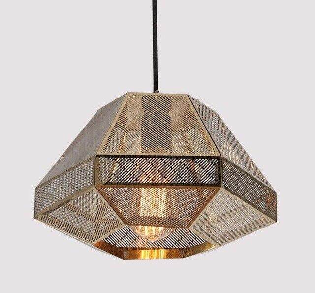 Post Modern Pendant Light Stainless Steel Diamond Shape Kitchen Hanging Lamp Loft Hanglamp Living Room Pendant Lamp Decor