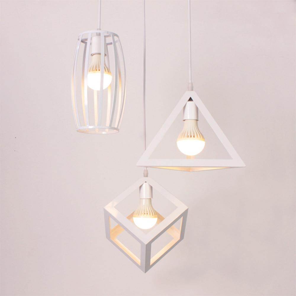 Nordic Retro Creative Geometry Pendant Lights E27 Loft Simple Personality Single-head Restaurant Coffee Shop Iron Light