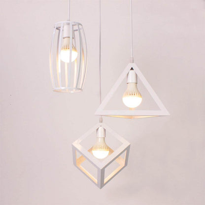 Nordic Retro Creative Geometry Pendant Lights E27 Loft Simple Personality Single-head Restaurant Coffee Shop Iron Light