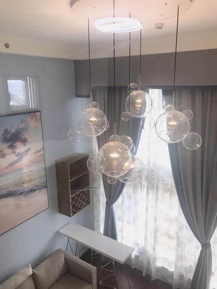 Bubble Lamp Globe Glass Hanging Lamps Dining Room Bubble Pendant Light Kitchen Hotel Glass Ball Suspension Lighting