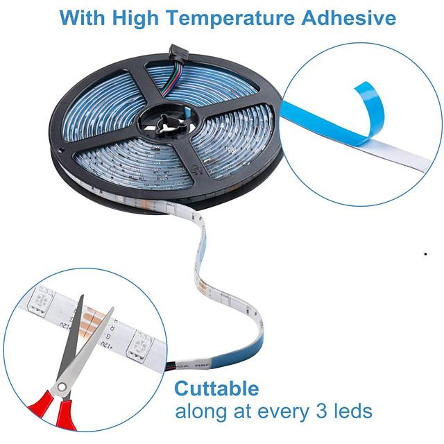 15m 3x5m LED Light Strips RGB Tiktok Lights 5050 SMD 450 Leds 10mm Strip Fexible Light Led Tape not-waterproof DC 12V 450leds with 44key IR Remote Controller Kit