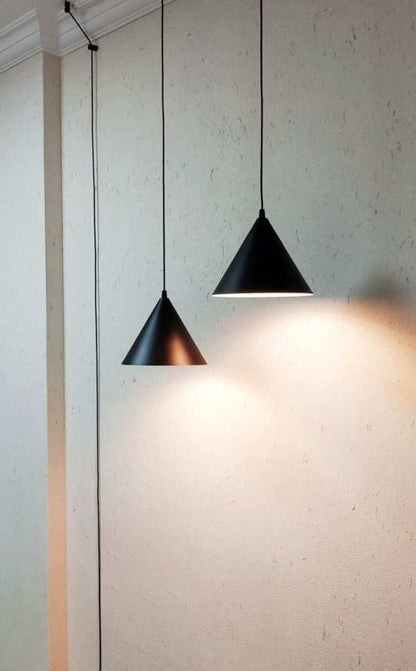 Modern Light Black Metal Long Wire Cone Shape Pendant Lamp Kitchen Island Hanging Lamp Bedside Suspension Lighting
