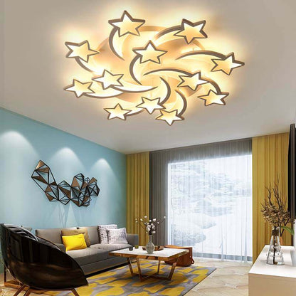 IRALAN modern led chandelier art deco  room indoor lamp white star for living room dining room bedroom kid's room kitchen remote