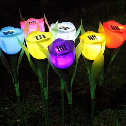 8 Colors Hot Sale Outdoor Garden Solar LED Light Solar Powered LED Tulip Home Lawn Lamp Landscape Night Flower Lamp 1Pc