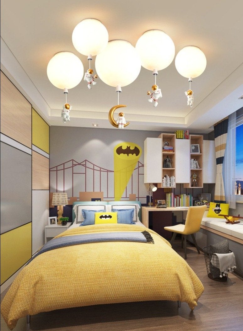 Creative Astronaut Children's Room Lamp Bedroom Ceiling Lamp