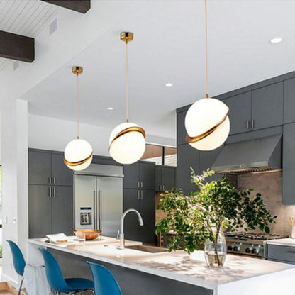 Nordic LED Modern Hanging Light White Bubble Ball Pendant Lights Kitchen Living Room Restaurant Bedroom Gold Hanging Lamp Mount