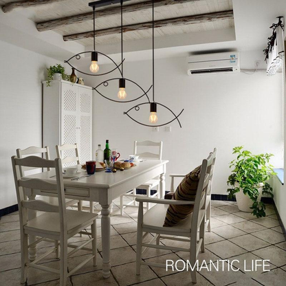 Nordic minimalist retro clothing store creative personality small fish chandelier bar restaurant wrought iron single three head